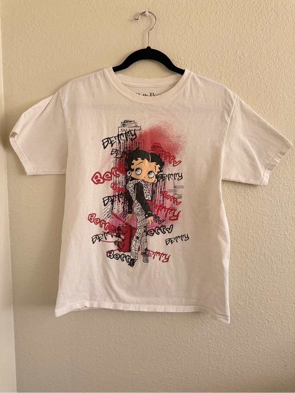 Betty Boop White Tee with Red and Black Graphic